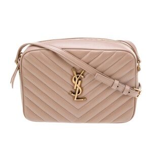 Yves Saint Laurent Beige Quilted Leather Crossbody Bag with Gold Hardware